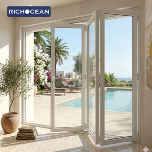 Portes pliantes accordéon RICHOCEAN pour terrasse, véranda, extérieur, modernes, en aluminium et verre, pour villa - Product Image 1