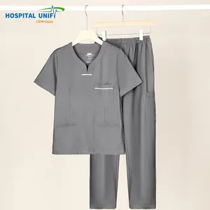 2024 OEM Custom Polyester Cotton Fabric Hospital Joggers Jacket Women Nursing Scrub Wholesale Nurse Medical Scrubs Uniforms Set