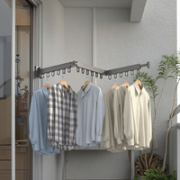 Étendoir à vêtements à quatre niveaux pliable moderne en alliage d'aluminium, peu encombrant, mural pour salle de bain, voyage en plein air-autonome