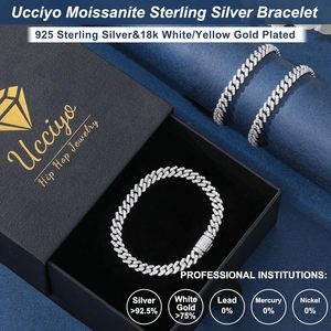 Cadena Cubana de Moissanita, Collar Cubano Miami, Chapado en Oro de 18k, Plata de Ley, Cadena de Moissanita con Incrustaciones de Diamantes - Product Image 6