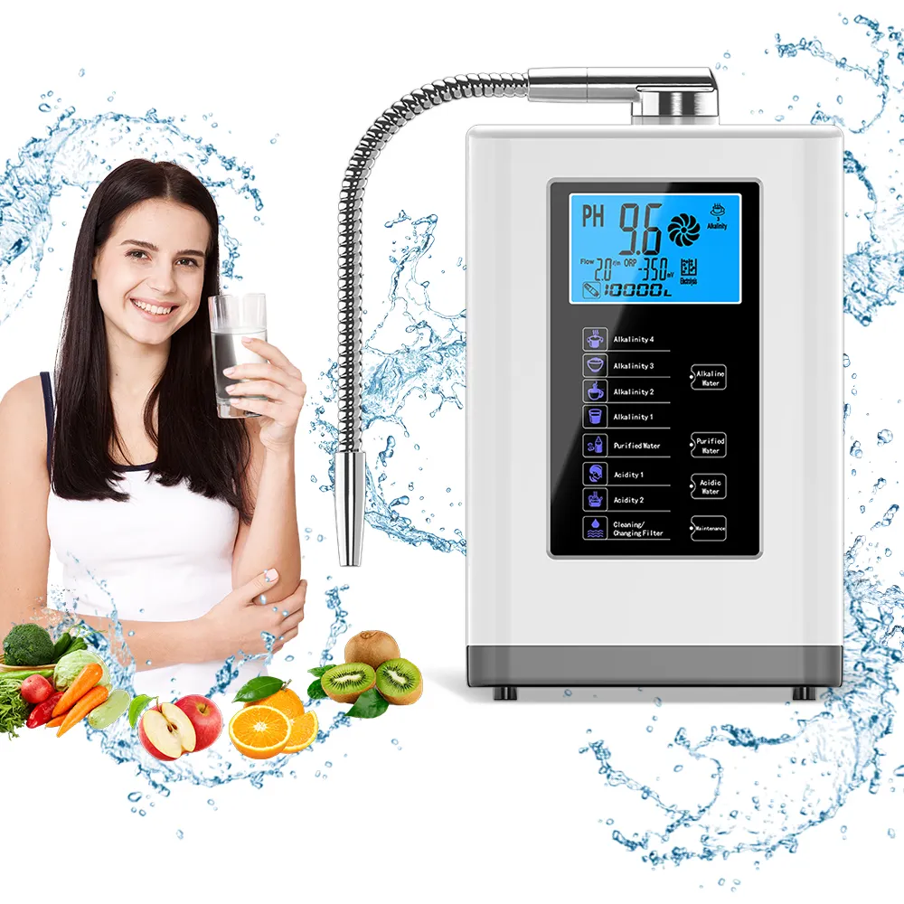 Ionizador de agua alcalina, máquina de agua K8 con 4 engranajes de ajuste, valor de pH