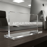 Plaque de nom de bureau en acrylique écologique avec support de présentation autoportant pour bureau moderne - Taille et couleur personnalisables