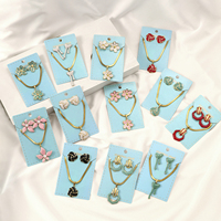 Mirawell 2026 Nouvelle Parure de Bijoux en Acier Inoxydable avec Pendentif Goutte d'Huile Colorée, Cœur, Perles et Fleurs, Boucles d'Oreilles Simples et Collier