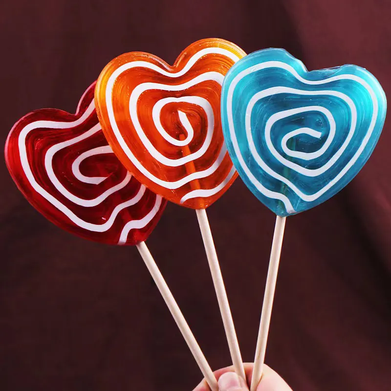 شفافة على شكل قلب حلوى مصاصة حلوى صلبة حلويات عيد الحب
