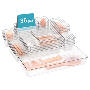 44 Pack Rectangle PET <strong>Plastic</strong> <strong>Drawer</strong> Organizer Desk Divider <strong>Storage</strong> Bins for Makeup Jewelry Office <strong>Storage</strong> - Product Image 6