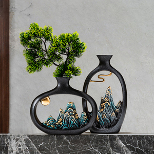 New Chinese Style Welcoming Pine Flower <b>Vase</b> Hollow Mountain Bonsai Living Room Office Tea Room Desktop Decor - Product Image 5