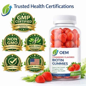 <span class=keywords><strong>Gummies</strong></span> de biotine à la fraise en gros sous marque privée pour la croissance des <span class=keywords><strong>cheveux</strong></span>, le renforcement des ongles, le soutien immunitaire pour enfants et adultes, OEM ODM personnalisé - Product Image 2