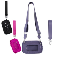 Portefeuille porte-clés personnalisé en nylon avec fermeture éclair pour femme, double pochette, porte-cartes portable, mini porte-monnaie