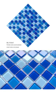 Fornitura di fabbrica 300x300mm Blended Blues Glass Swimming Crystal Pool Tiles mosaici