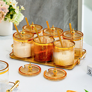 <b>Spice</b> <b>Jar</b> <b>Set</b> With Spoons Airtight Glass Condiment <b>Jars</b> For Kitchen Storage M Size Metal Lid Solid Seasonings - Product Image 5
