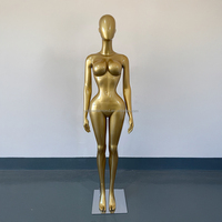 Maniquíes de fibra de vidrio Boutique BBL Mina Models, de cuerpo completo, con cabeza, para ropa de mujer con curvas, tallas grandes, con sujetador grande, acabado dorado mate