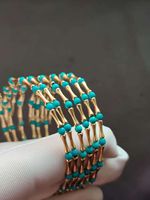Pulsera de Turquesa en Oro Sólido de 18K Xinfly, Brazalete de Diseño Articulado, Joyería Fina Hecha a Mano para Mujer