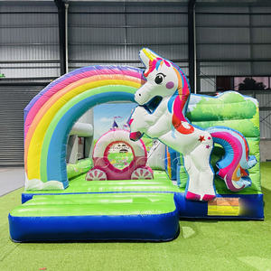 Château <span class=keywords><strong>gonflable</strong></span> commercial licorne populaire et abordable pour enfants avec toboggan et zone de saut - Product Image 4