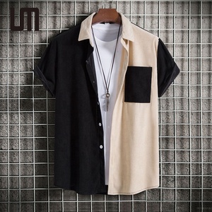 Camicia in velluto a coste da <span class=keywords><strong>uomo</strong></span> Liu Ming OEM, alla moda, con tasche e patchwork colorato, a maniche corte, <span class=keywords><strong>casual</strong></span>, per l'<span class=keywords><strong>estate</strong></span> - Vendita all'ingrosso - Product Image 3