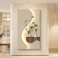 Peinture murale LED en pierre de grès hydroponique 3D UV découpée, style luxe moderne, pour décoration murale de fond de salon