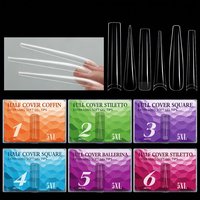 180 faux ongles en gel souple extra longs 5XL, couvrance totale, formes cercueil, stiletto, carrés, ballerine, extensions d'ongles pour salon de manucure
