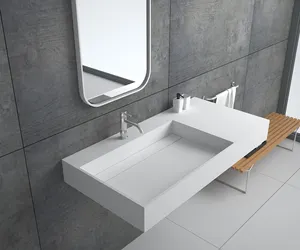 Lavabo suspendu en pierre pour toilettes de conception italienne, lavabo à main à surface solide