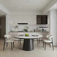 Table à manger ronde extensible et réglable en pierre frittée moderne avec pieds en acier au carbone pour la maison et l'hôtellerie/villa