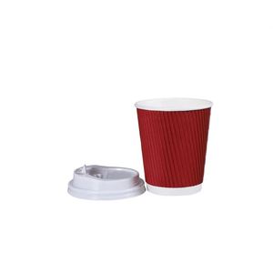 8oz 12oz 16oz Disposable <b>Corrugated</b> <b>Paper</b> Insulated Takeaway Coffee Cup with Cover Lid - Product Image 1