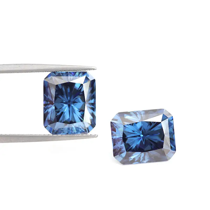 High Quality Blue Moissanite Radiant Cut VVS Moissanite Stones Loose Diamond For Jewelry Making