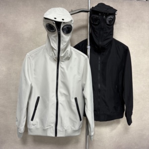 Men's Jacket With <b>Hooded</b> Mask Design Windproof Streetwear Zipper Closure Solid Color Autumn Wear - Product Image 1
