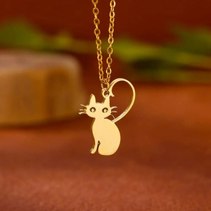 Collar Infinito <span class=keywords><strong>de</strong></span> Acero Inoxidable Chapado Go Party con Letras Iniciales y Diseño Clásico <span class=keywords><strong>de</strong></span> Gato - Product Image 4