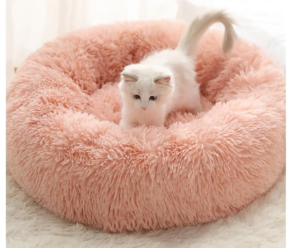 2021 Mode Comfortabele Warme Wasbare Pluche Luxe Ronde Soft Hond Kat Pluizige Huisdier Bed Voor Indoor Katten