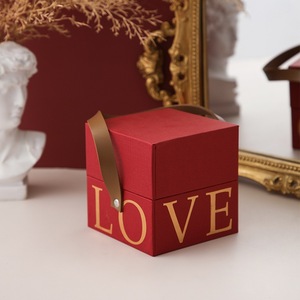 Scatola regalo di grande capacità in cartone con manico di nozze di lusso - Product Image 3