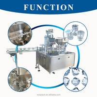 Machine de remplissage rotative automatique pour gobelets à glace, moteur à piston, gobelets en plastique, lait, jus, céréales, capacité 1200BPH, entraînement électrique et pneumatique