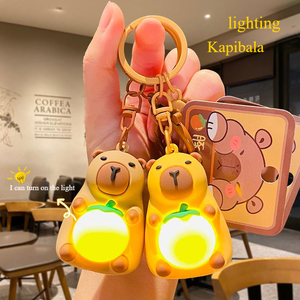 Llavero de Peluche de Capibara al por Mayor, Estilo de Dibujos Animados, Patrón Animal, Colgante de Goma para Coche, Accesorios de Seguridad para Bolsos, Iluminación para Camping - Product Image 2