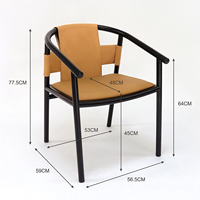 Chaise de salle à manger en bois de style mid-century avec accoudoirs incurvés en cuir PU, cadre laqué noir, siège pour la maison ou le restaurant