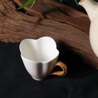 Tasse à thé en céramique de style chinois, inspirée du Zen, avec poignée en rotin, dégradé de couleurs, faite à la main, résistante à la chaleur, élégante
