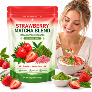 Matcha Yerba Mate en Polvo con Sabor a Fresa 120g, Té Verde Frutal en Polvo, Bebida Instantánea con Sabor Natural para el Bienestar Diario - Product Image 1