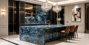 Lastra di <span class=keywords><strong>Granito</strong></span> Blu Labradorite di Alta Qualità, Lastra di <span class=keywords><strong>Granito</strong></span> Blu Lemuriano per Mobili Personalizzati, Pavimenti e Pareti - Product Image 4