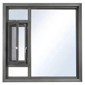 Diseño personalizado de la parrilla de seguridad a prueba de ladrones de vidrio templado de aluminio ventana abatible
