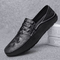 Mocasines de Cuero Transpirables Antideslizantes para Hombre, Talla Grande, Parte Superior de Cuero Vacuno Resistente a la Abrasión, Suela de Goma, Min Ke ASS