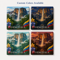 Aimant de réfrigérateur en céramique souvenir du Venezuela, motif Chute d'eau d'Ange, drapeau national et orchidée, impression artistique, personnalisable OEM ODM, vente en gros