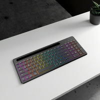 Nouveau clavier compact à 99 touches, rétroéclairage RVB de 9,8 pouces, en plastique, à mécanisme ciseaux, rechargeable USB Type C, double mode 2,4G BT pour ordinateurs de bureau et portables
