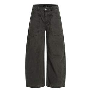 Pantalon <span class=keywords><strong>cargo</strong></span> ample rétro 11KN, décontracté, neutre, de haute qualité, lavé et vieilli, taille mi-haute, effet amincissant - Product Image 6