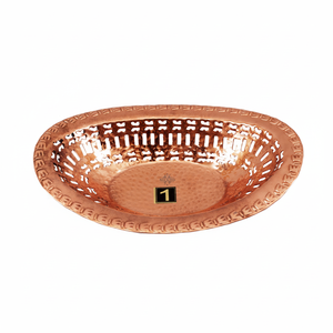 IndianArtVilla Panier de service à pain ovale en cuivre pur-Vaisselle pour la maison, l'hôtel et le restaurant-Usage quotidien - Product Image 1