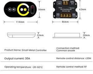 Contrôleur <span class=keywords><strong>Led</strong></span> Bande Lumineuse COB Gradateur Haute Puissance 5V 12V 24V 30A Double Couleur CCT <span class=keywords><strong>RGB</strong></span> RGBW RGBWC Télécommande Tactile Sans Fil - Product Image 3