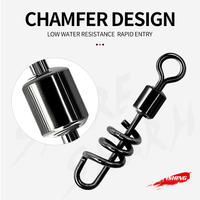 Konektor Putar Pancing Lepas Cepat Bahan Stainless Steel untuk Air Asin dan Air Tawar, Putar Sekrup Gabus Hitam dengan Pengunci Snap