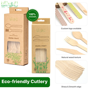 ชุดช้อนส้อมไม้แบบใช้แล้วทิ้ง ดีไซน์สวยงาม เป็นมิตรกับสิ่งแวดล้อม เหมาะสำหรับตกแต่งครัว ร้านอาหาร โรงแรม  ช้อนส้อมธรรมชาติเคลือบสี - Product Image 2