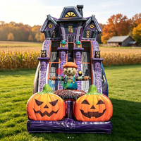 Toboggan gonflable géant à double voie sur le thème de la maison hantée effrayante pour la location d'équipements d'événements d'Halloween