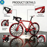 Modelo de Bicicleta de Carretera de Aleación 1:10, Miniatura Deslizable de Simulación de Ciclismo, Adorno Coleccionable, Juguete de Bicicleta Decorativo para Escritorio con Certificación EN71 CE 10P
