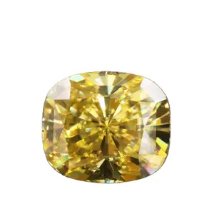 Tianyu Gems Wholesale Top Grade Vivid Fancy Yellow Cushion Shape Radiant Cut Moissanite For Jewelry Making