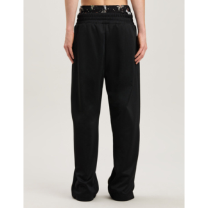 Bordino anteriore bianco <span class=keywords><strong>con</strong></span> spacchi e Zip nella parte inferiore Vintage fit <span class=keywords><strong>con</strong></span> Zip <span class=keywords><strong>con</strong></span> dettagli elasticizzati a vita media <span class=keywords><strong>pantaloni</strong></span> sportivi neri da uomo - Product Image 3