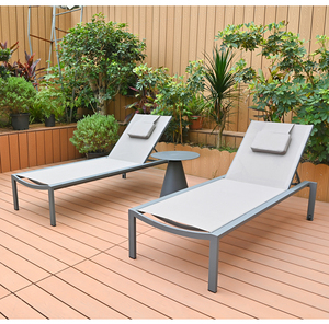 Ngoài trời đơn nhôm ống ghế Sun Lounger Bãi Biển Gấp giường mái hiên có thể điều chỉnh trở lại phần còn lại dù để che nắng tán Vườn Gấp giường - Product Image 1