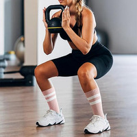 Chaussettes mi-tube Yoga Chaussettes en coton antidérapantes Chaussettes Pilates