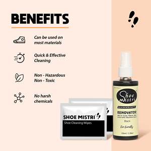 Shoe <b>Cleaner</b> 2 Wipes with Black Renovator for <b>Suede</b> Nubuck Mesh Knit Fabric Shoe Care Combo Waterless Cleaning - Product Image 6